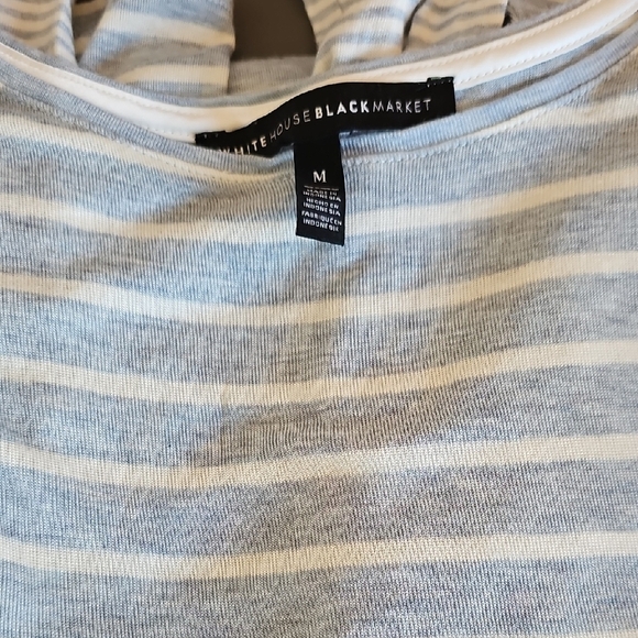 WHBM Striped Blue and Cream Women's Top - Picture 6 of 6